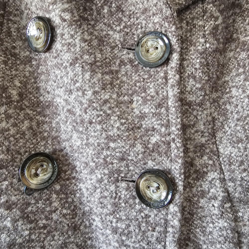 Calvin Klein Sz 2 Women's Brown Speckled Wool Weave Peacoat #97 - Picture 8 of 9